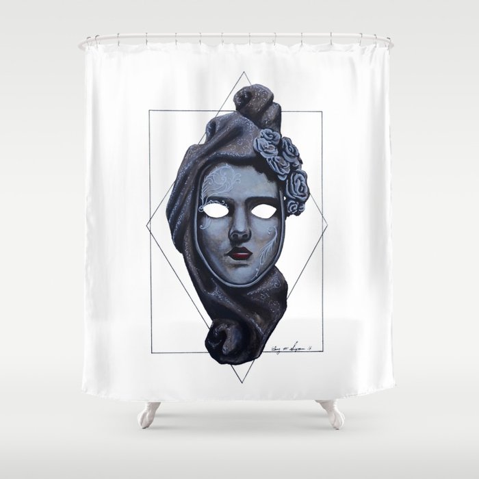 700x700 Female Venetian Mask Watercolor And Colored Pencil Shower