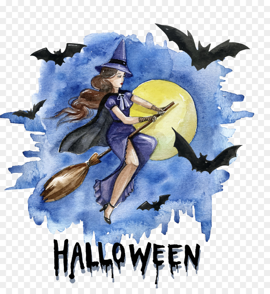 900x980 Halloween Watercolor Painting Boszorkxe1ny Witchcraft