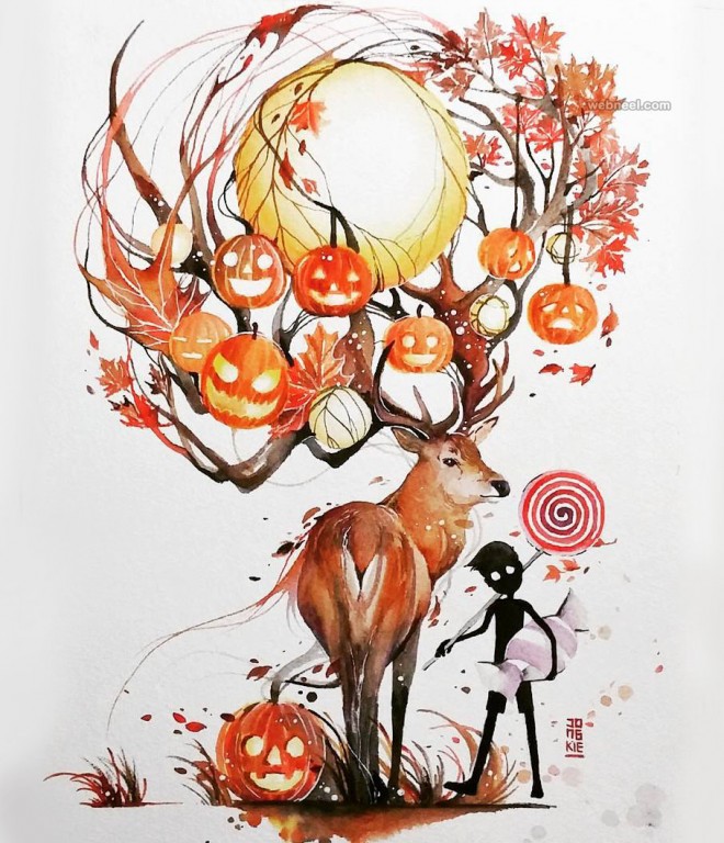 660x768 Halloween Watercolor Painting By Luqmanreza 15