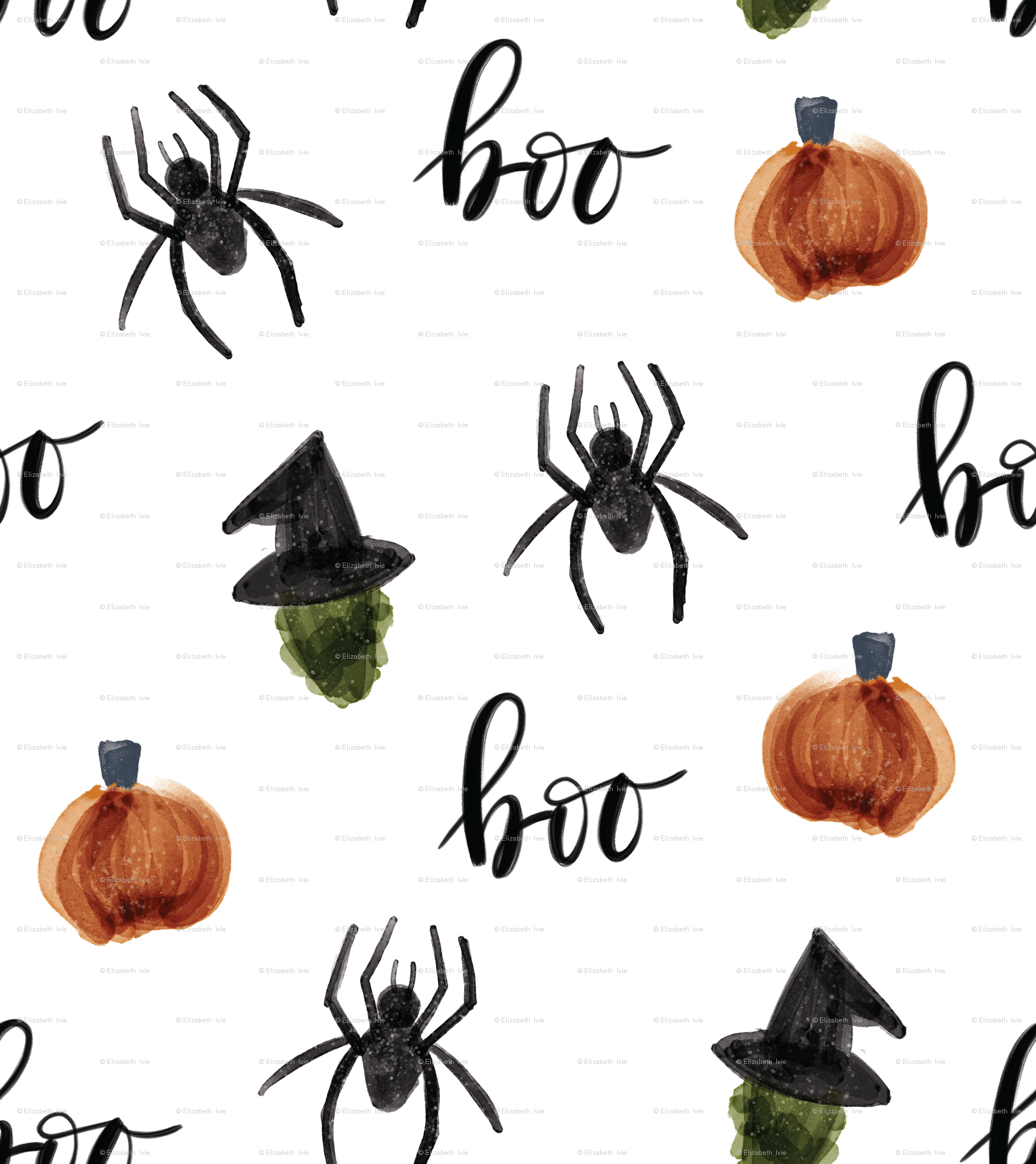 1823x2048 Watercolor Halloween Pumpkins Spiders Witches Boo Small