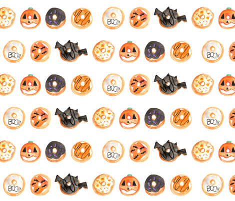 470x403 Halloween Donuts Watercolor Fabric