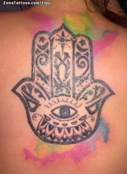 446x609 Tattoo Of Hamsa, Watercolor, Back
