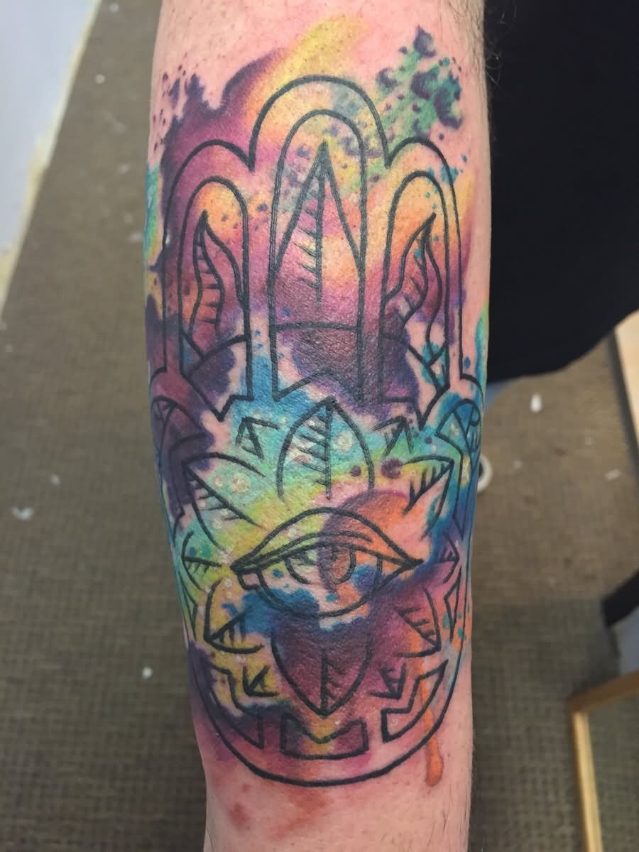 900x1200 Watercolor Hamsa Tattoo Design For Half Sleeve By John P