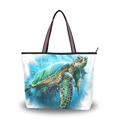 385x385 Tote Top Handle Shoulder Bag Big Sea Turtle