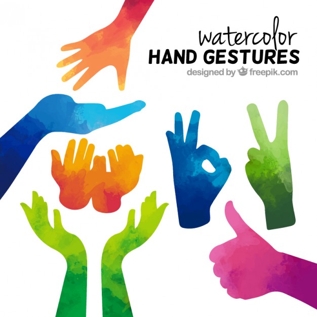 626x626 Watercolor Hand Gestures Vector Premium Download