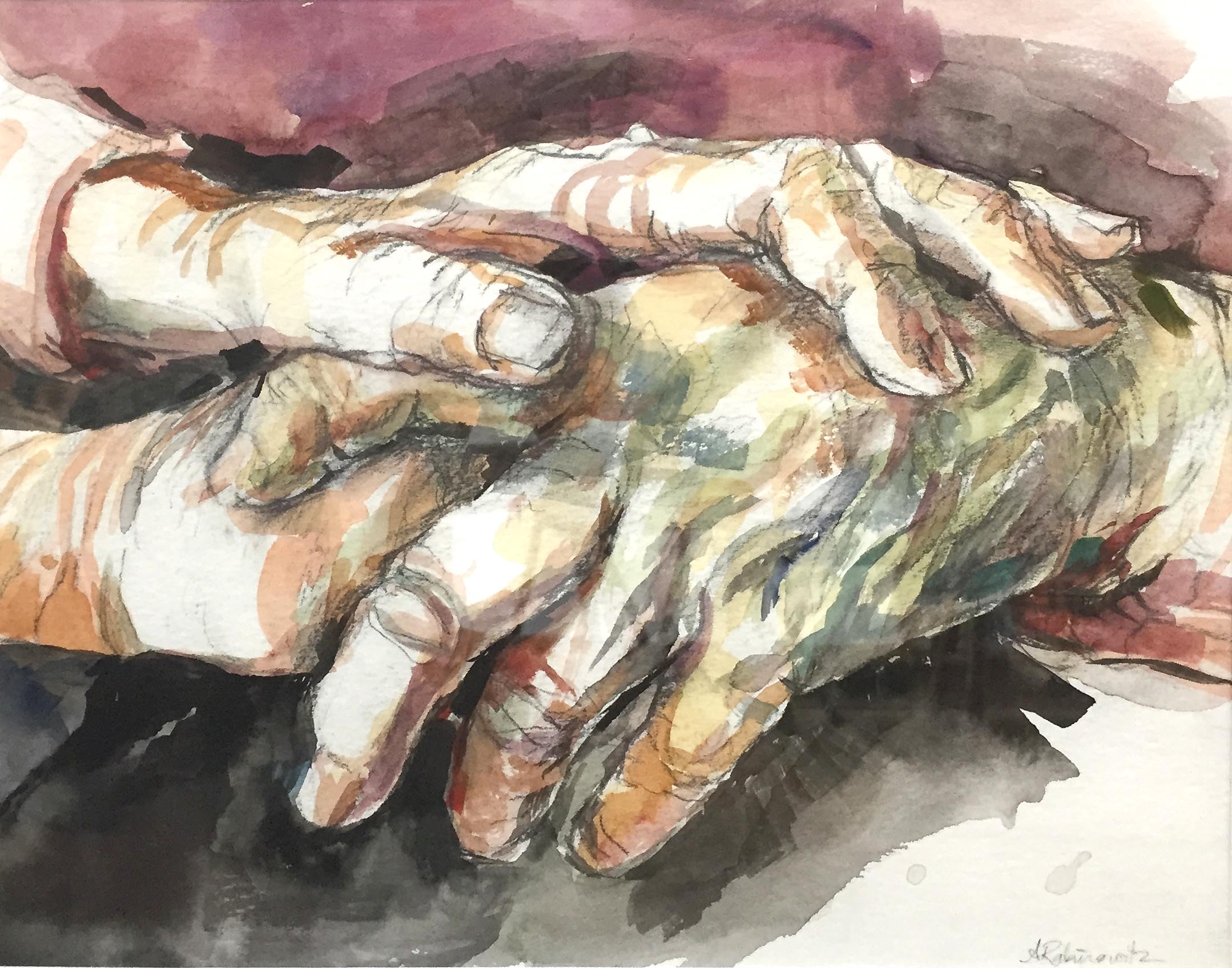 2158x1695 Hands Watercolor Painting, My Parents Hands, Elderly Love Painting