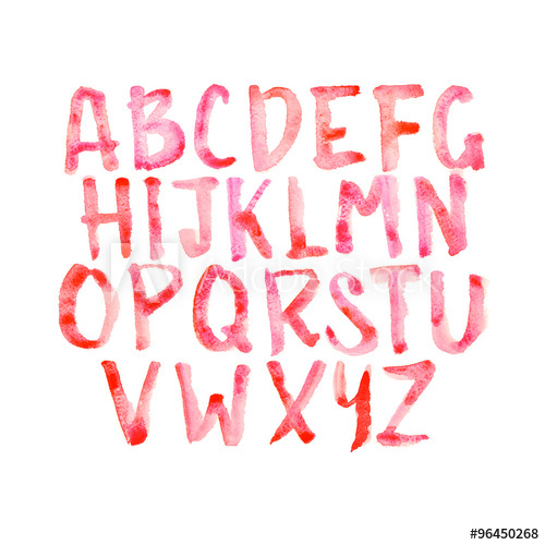 500x500 Watercolor Aquarelle Handwritten Font Type Hand Drawn Doodle Abc
