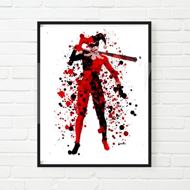 642x642 Harley Quinn Comic Watercolor Print Harley Quinn Art Print Etsy