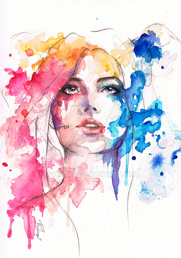 600x856 Harley Quinn Watercolors By Phadme