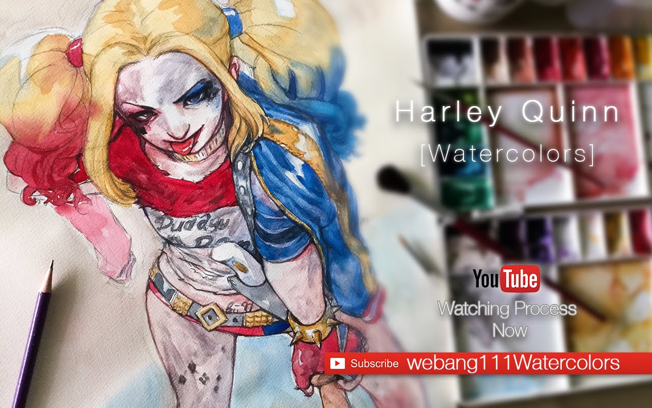 1280x800 Watercolor [ 43] Harley Quinn