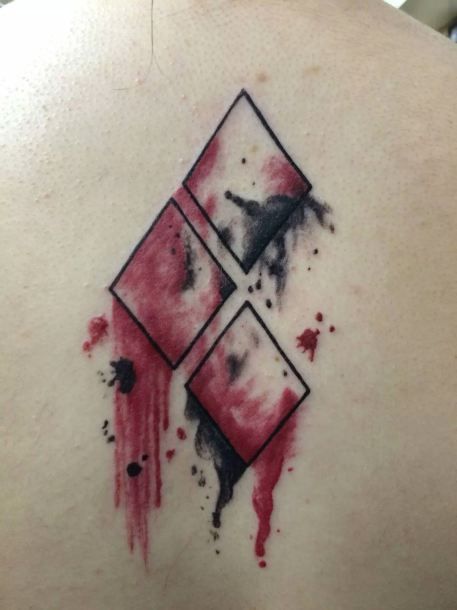 457x610 Harley Quinn Tattoos Harley Quinn Watercolor Diamonds Tattoo