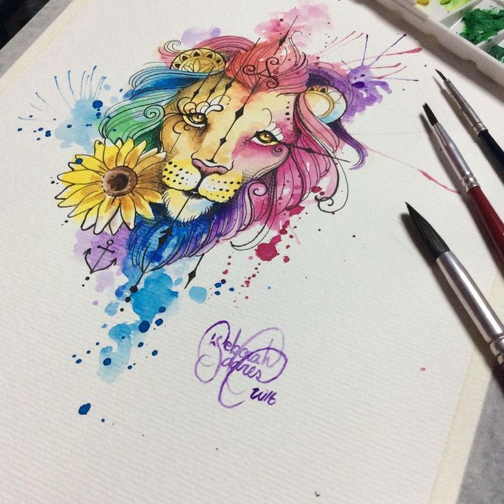 736x736 Watercolor Lion And Sunflower. Instagram Hashtags
