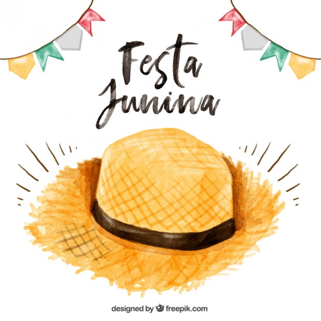 626x626 Watercolor Straw Hat Festa Junina Background Vector Free Download