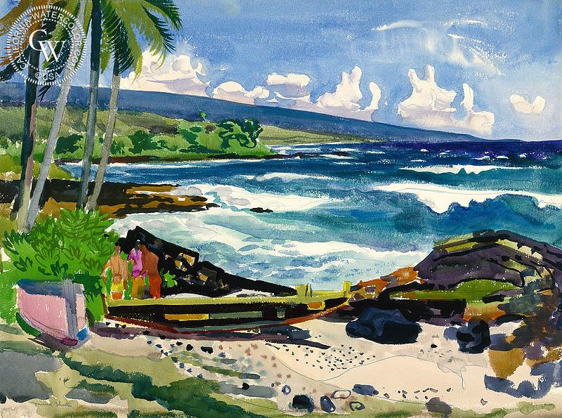 800x595 Kona, Hawaii, An Original Watercolor Painting By Millard Sheets