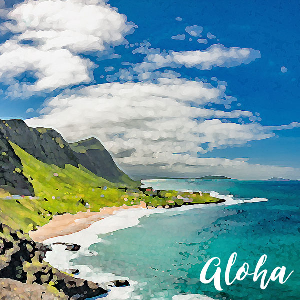 600x600 Scrapbook Customs Left Watercolor Hawaii Coast Paper