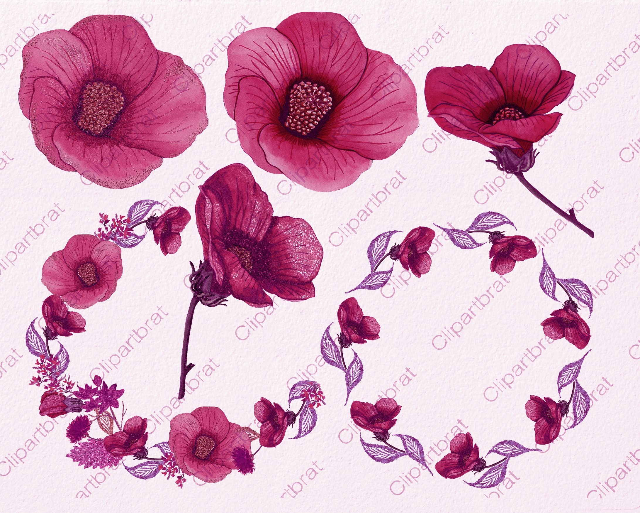 2183x1748 Tropical Floral Clipart Commercial Use Watercolor Hibiscus