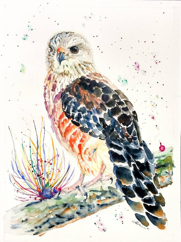 770x1029 Hawk Painting Watercolor