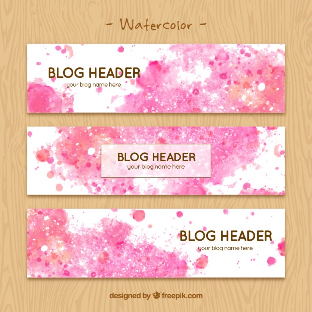 626x626 Blog Headers With Watercolor Stains Vector Free Download