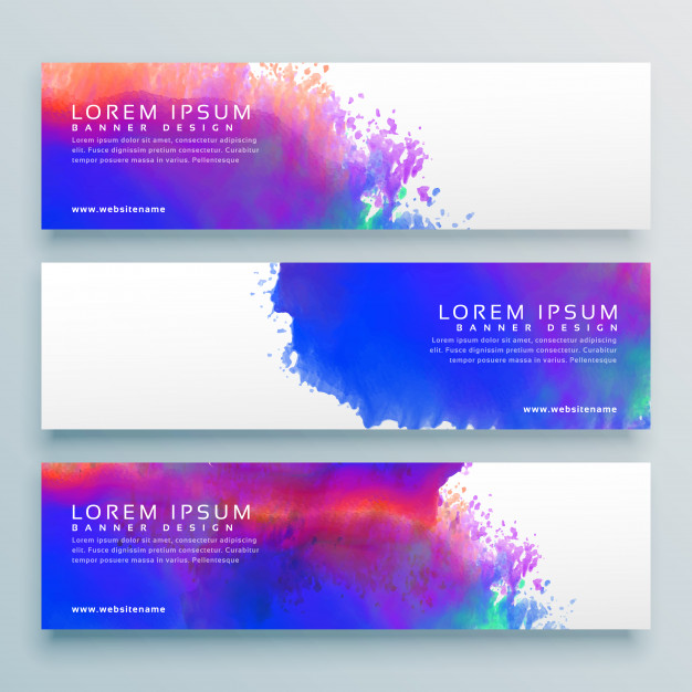 626x626 Three Watercolor Background Header Banner Design Vector Free