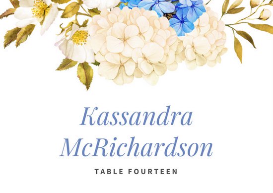 550x389 White Watercolor Floral Header Wedding Place Card