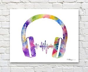 300x245 Headphones Abstract Watercolor Painting Art Print By Artist Dj