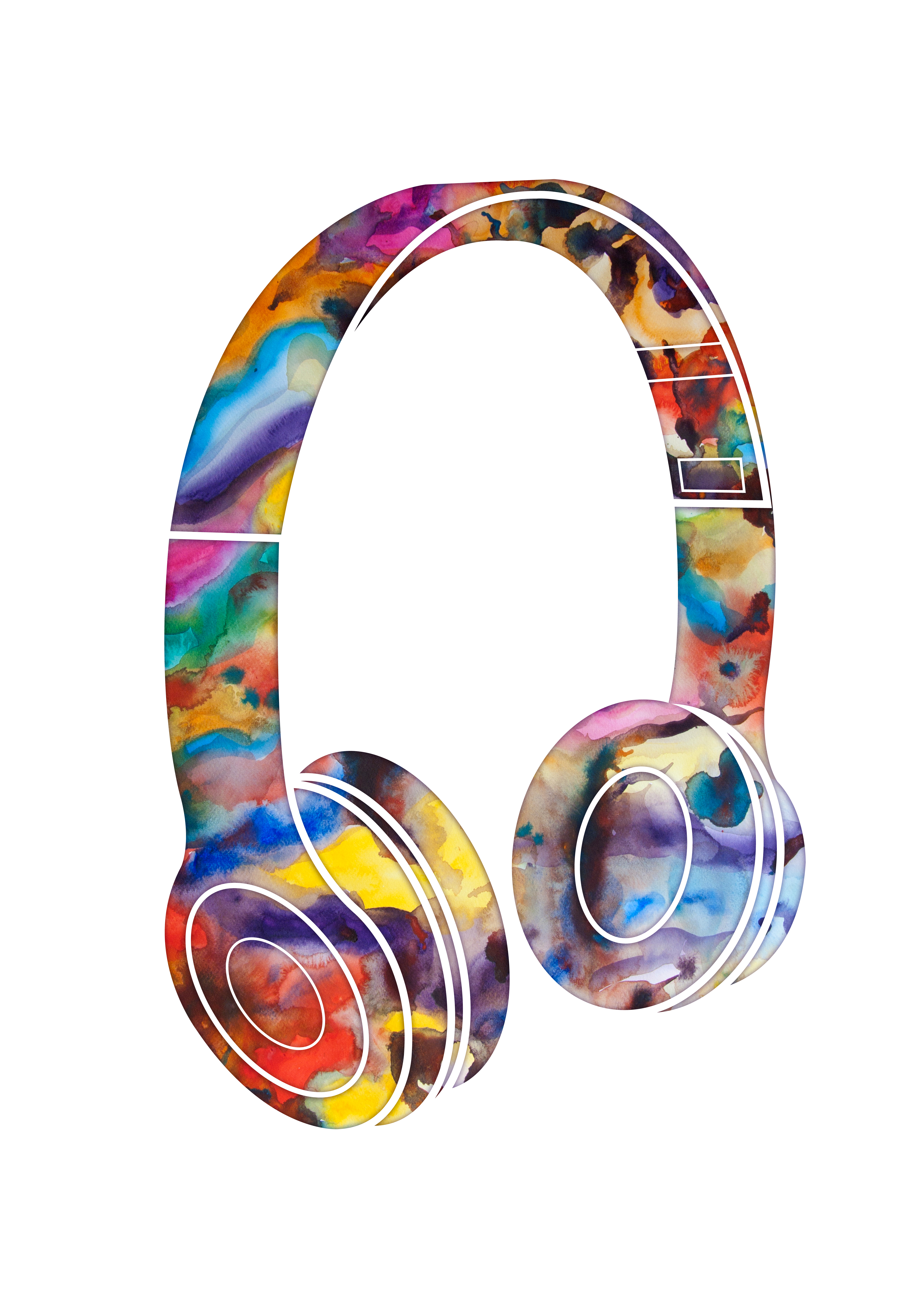 4961x7016 Watercolor Art Print Headphones