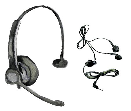 452x382 Watercolor Sketch Of Headphones On White Background Premium