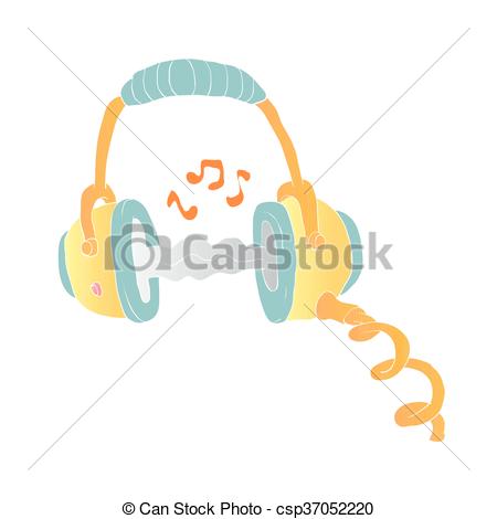 450x470 Watercolor Headphone.vector Illustration.