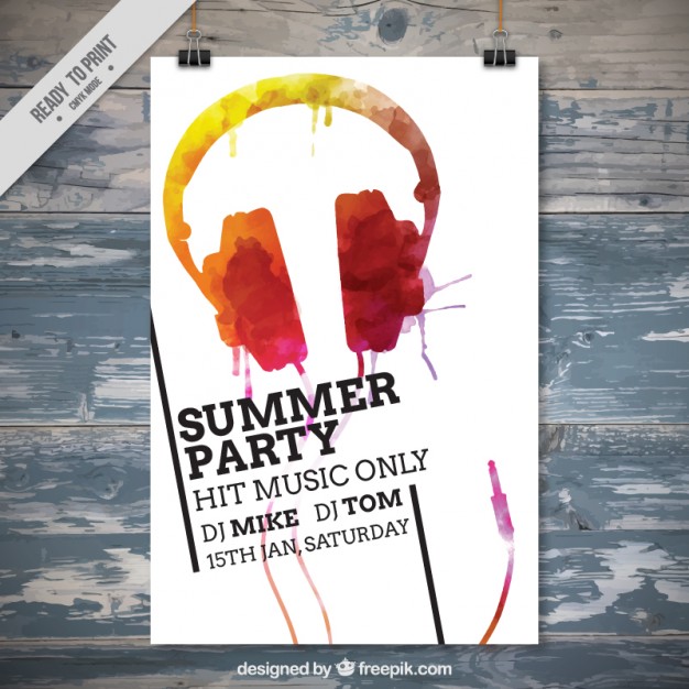 626x626 Watercolor Headphones Poster Vector Free Download