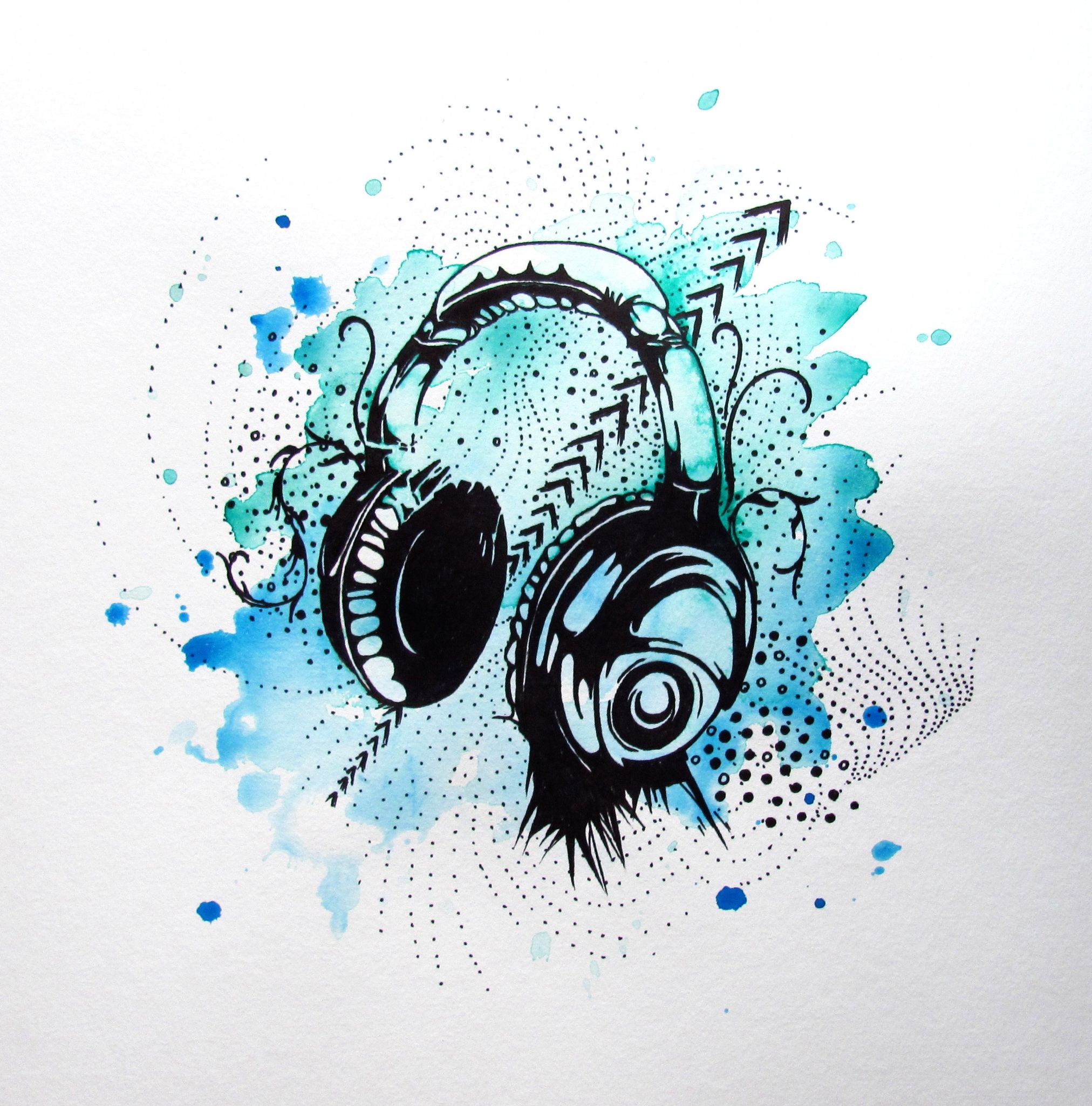 2024x2049 Headphone Watercolour Paintingillustration Watercolour Art