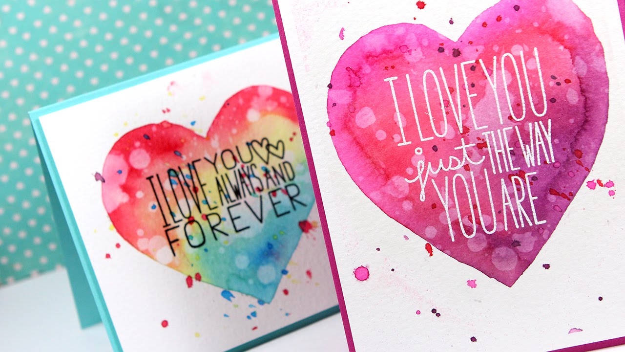 1280x720 Masked Watercolor Heart Cards Make A Card Monday