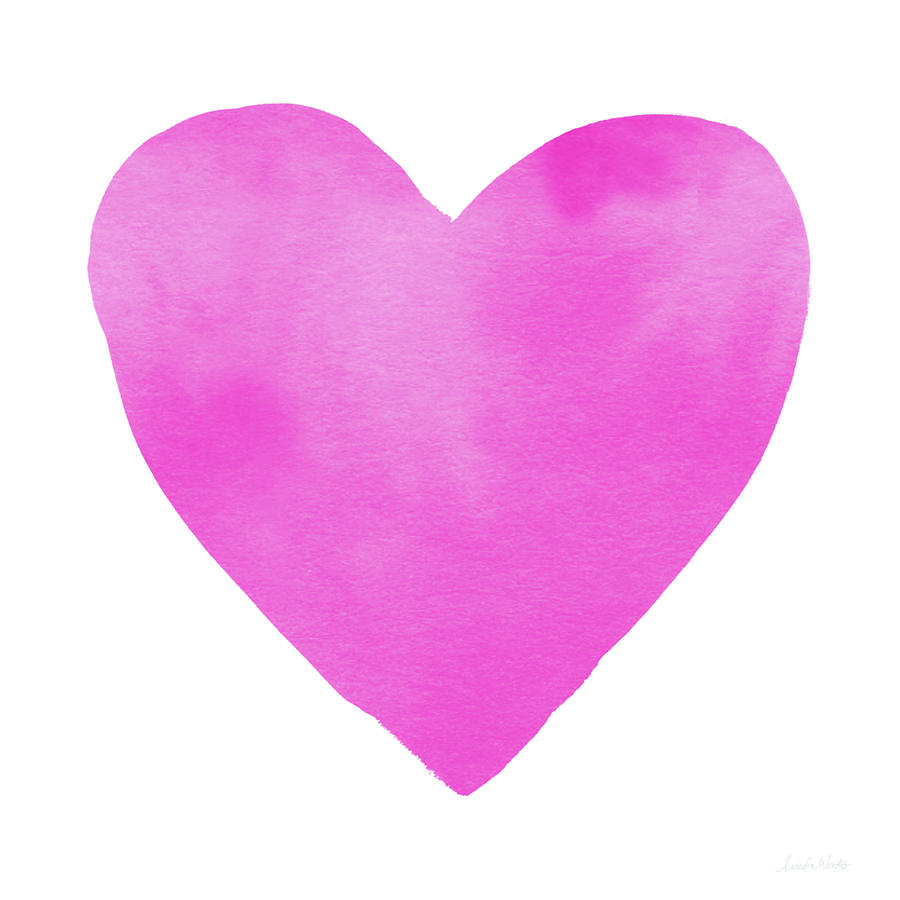 900x900 Pink Watercolor Heart Art By Linda Woods Mixed Media By Linda Woods