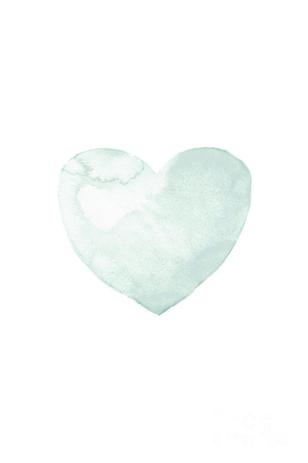600x900 Turquoise Mint Watercolor Heart. Painting By Artur Szafranski
