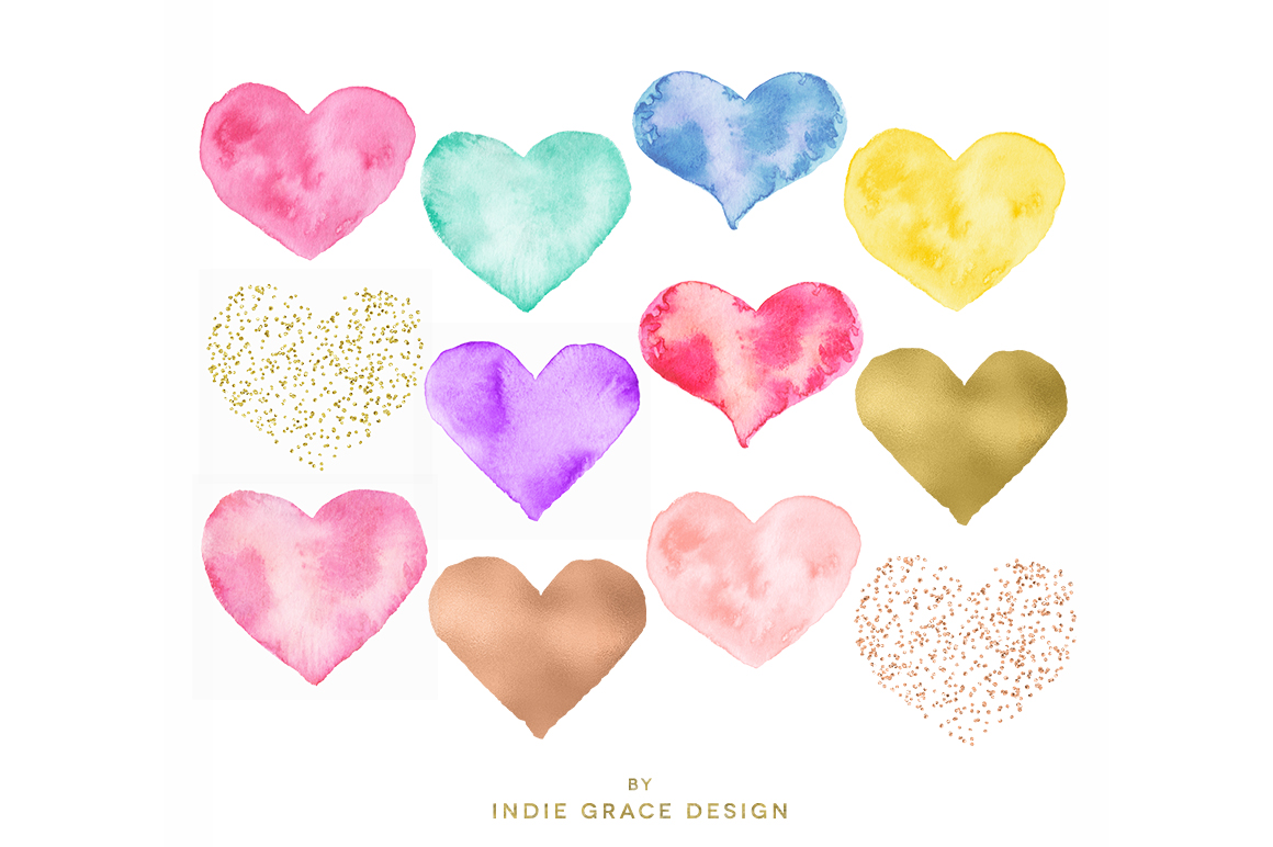 1160x772 Watercolor, Gold Foil, Rose Gold Amp Confetti Heart Shapes