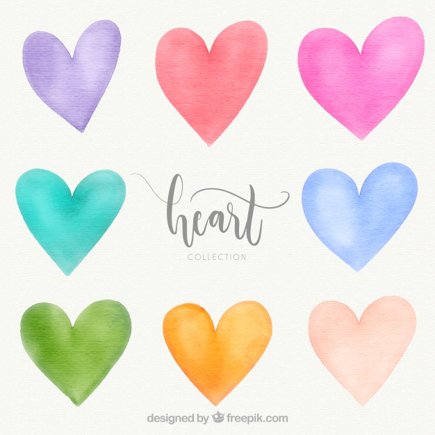 626x626 Watercolor Heart Collection Vector Free Download