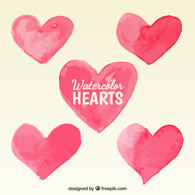 626x626 Watercolor Hearts Vector Free Download