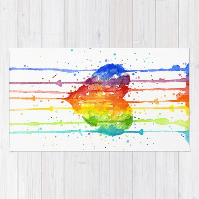 700x700 Heart Rainbow Watercolor Colorful Heart Painting Rug By Olechka