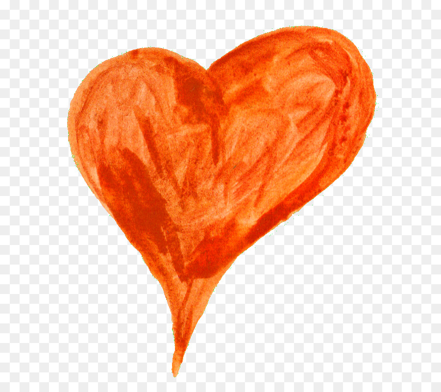 900x800 Orange Heart Watercolor Painting Clip Art