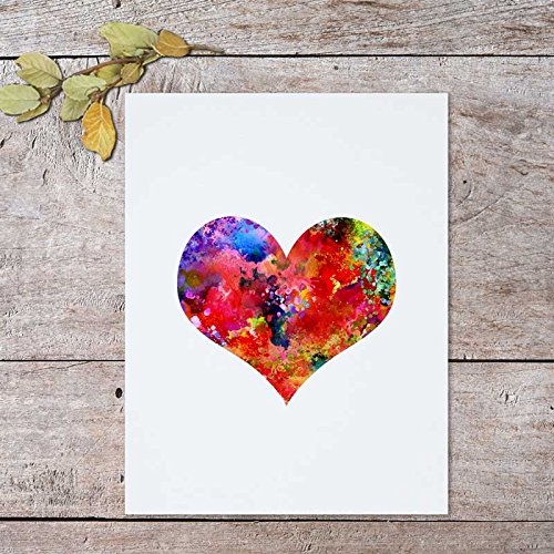 500x500 Red Watercolor Heart Shape Painting Wall Art Print
