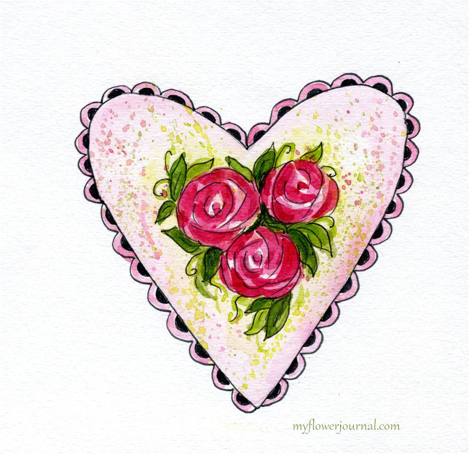 932x902 Watercolor Hearts And Roses