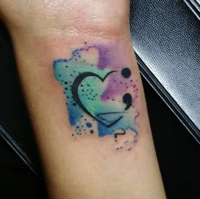 700x694 Watercolor Semicolon Tattoos