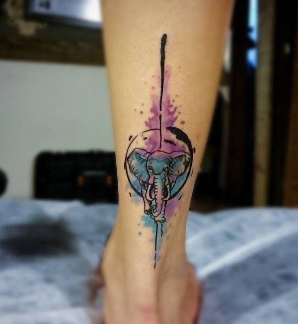 600x652 Collection Of Watercolor Heart Tattoo On Lower Leg