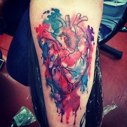 500x500 Realistic Aquarelle Heart Tattoo Best Tattoo Ideas Gallery