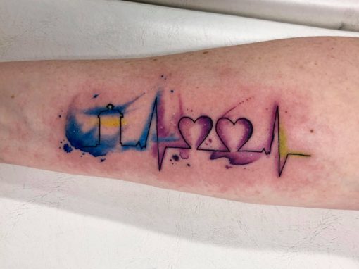 510x382 Watercolor Heart Beat Tattoo Skinhouse Studio