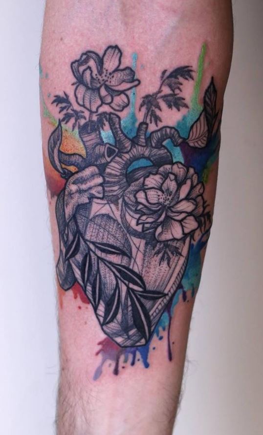 538x891 Watercolor Heart Tattoo