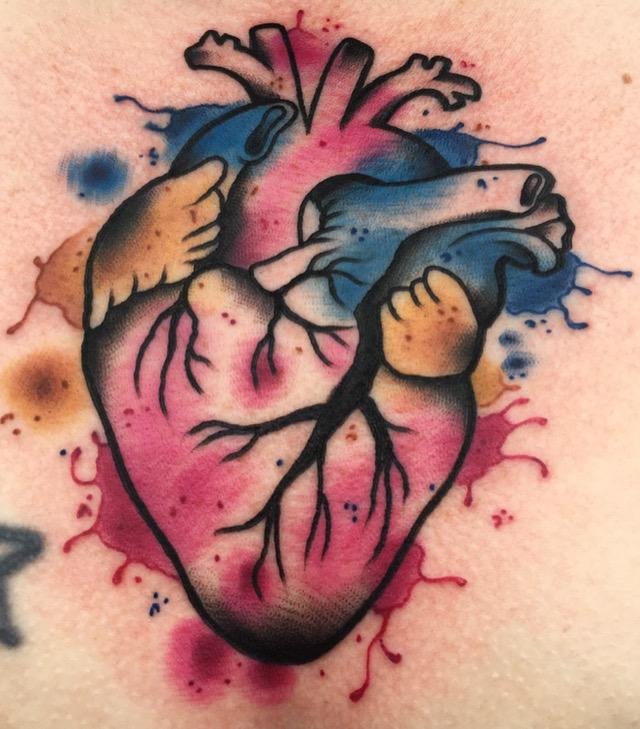640x729 Watercolor Anatomical Heart By Lazlow Tattoonow