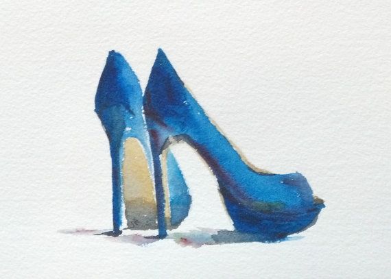 570x407 Still Life Blue High Heels Fashion Art By Littlebitsofcolor