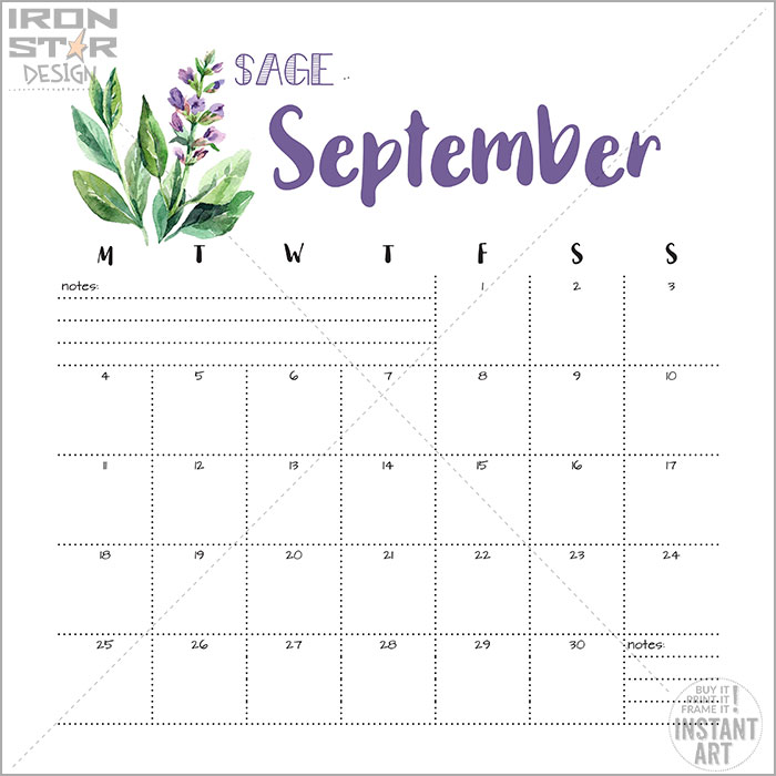 700x700 2017 Calendar With Watercolor Herbs Iron Star Design