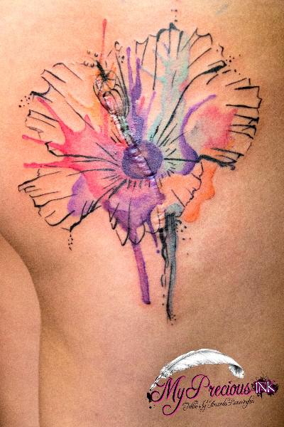 400x600 Watercolor Hibiscus Tattoo Design By Amanda Remmington