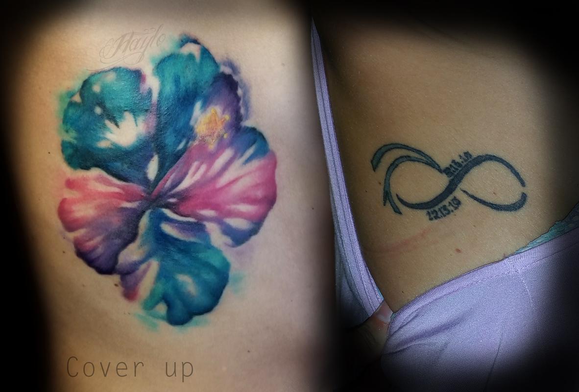 1182x800 Watercolor Style Hibiscus Cover Up By Haylo Tattoonow